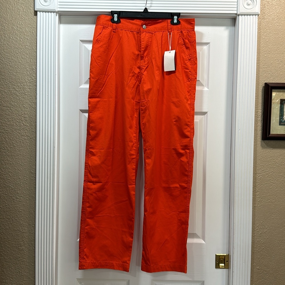 NWT Orange 100% cotton trouser with pockets and elastic waistband in the back